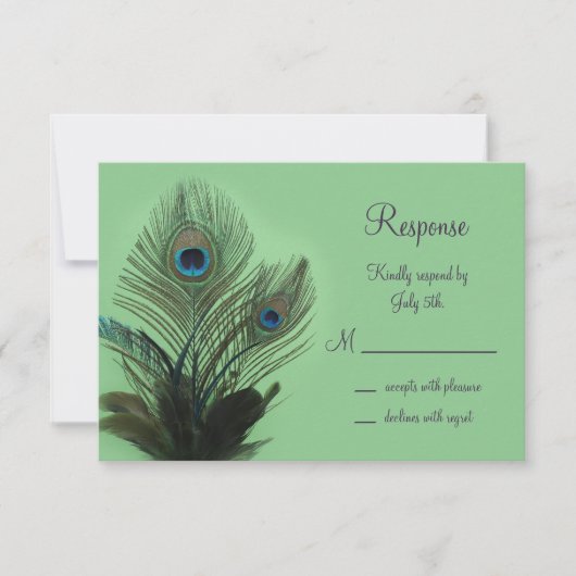Elegant Peacock RSVP (groen) (Voorkant)