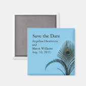 Elegant Peacock Save the Date Magnet (turquoise) Magneet (Voorkant / Achterkant)