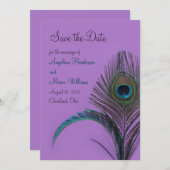 Elegant Peacock Save the Date (paars) (Voorkant / Achterkant)