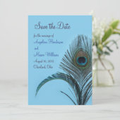 Elegant Peacock Save the Date (turquoise) (Staand voorkant)