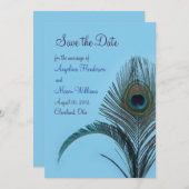 Elegant Peacock Save the Date (turquoise) (Voorkant / Achterkant)