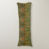 Elegant Peacock Stylish Gold Feathers Pattern Lichaamskussen (Voorkant Verticaal)