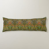 Elegant Peacock Stylish Gold Feathers Pattern Lichaamskussen (Voorkant)