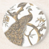 Elégant Peacock Sur Dessous de verre Blanc (Devant)