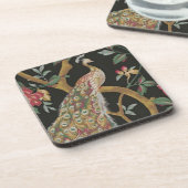 Elégant Peacock Sur Dessous de verre Noirs (Côté gauche)