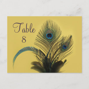 Elegant Peacock Table Number (geel) Briefkaart
