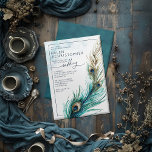 Elégant Peacock & Turquoise - Faire-part de mariag<br><div class="desc">Cette élégante invitation de mariage présente un design sophistiqué en plumes de paon, alliant des accents turquoises et dorés pour une touche luxueuse. Le texte est présenté dans une police de caractères propre et moderne avec les noms du couple en lettres majuscules en gras. L'invitation humblement invitation les invités à...</div>