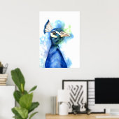 Elegant Peacock Waterverf schilderen Poster (Thuiskantoor)