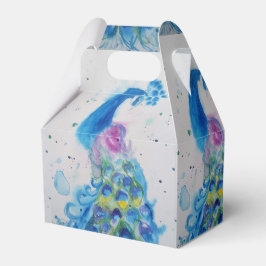 Elegant Peacock Waterverf Vogelvogels Navy Blue Bedankdoosjes