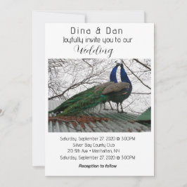 Elegant Peacock Wedding Invitation Kaart