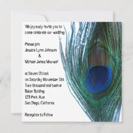 Elegant Peacock Wedding Invitation Kaart