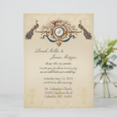 Elegant Peacock Wedding Invitation Kaart (Staand voorkant)