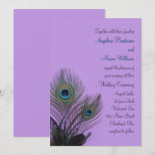 Elegant Peacock Wedding Invitation (paars) Kaart (Voorkant / Achterkant)