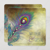 Elegant  Peacock Wedding Kaart (Voorkant / Achterkant)