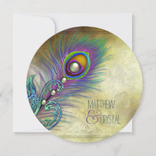 Elegant  Peacock Wedding Kaart