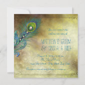 Elegant  Peacock Wedding Kaart (Achterkant)
