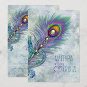 Elegant Peacock Wedding Kaart (Voorkant / Achterkant)