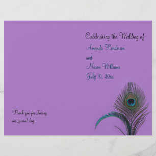 Elegant Peacock Wedding Programme (paars)
