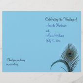 Elegant Peacock Wedding Programme (turquoise) (Voorkant)