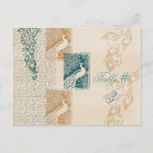 Elegant Peacocks Table Number Briefkaart