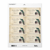 Elegant Peacocks Wedding Wine Label (Full Sheet)