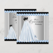 Elégant Pearl Baby Blue Quinceanera Invitations (Devant / Derrière)