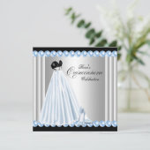 Elégant Pearl Baby Blue Quinceanera Invitations (Debout devant)