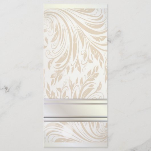 Elégant Pearl Blanc Mariage Réception Dîner Menu (Dos)