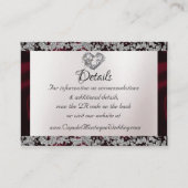 Elegant Pearl, Bourgogne Ribbon & Sparkle QR Code Informatiekaartje (Voorkant)