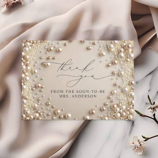 Elegant Pearl Fête des mariées Carte de remercieme