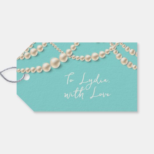 Elegant Pearl Gift Label - "To (Name), With Love" Cadeaulabel (Achterkant Horizontaal)