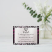 Elegant Pearl, Paarse Ribbon & Sparkle QR Code Informatiekaartje (Staand voorkant)