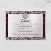 Elegant Pearl, Paarse Ribbon & Sparkle QR Code Informatiekaartje (Voorkant)