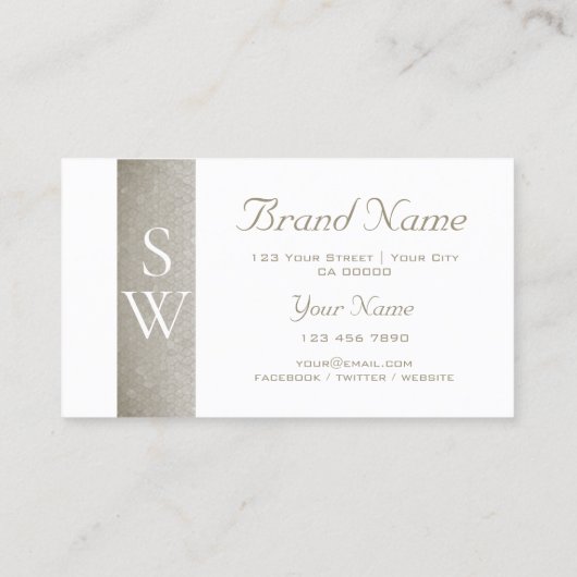 Elegant Pearl Shimmer Snake Pattern met Initialen Visitekaartje (Achterkant)