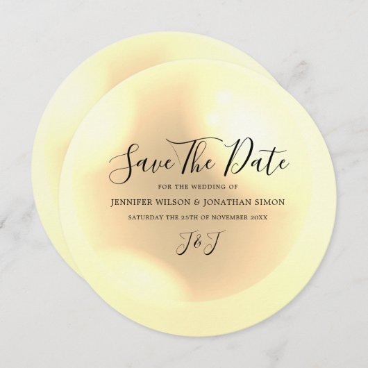 Elegant Pearl Simple Chic Save The Date (Voorkant / Achterkant)