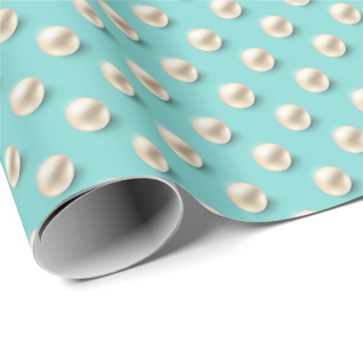 Elegant Pearl & Turquoise inpakpapier (Rol Hoek)