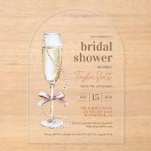 Elegant Pearls and Prosecco Arch Acryl Uitnodigingen (Voorkant)
