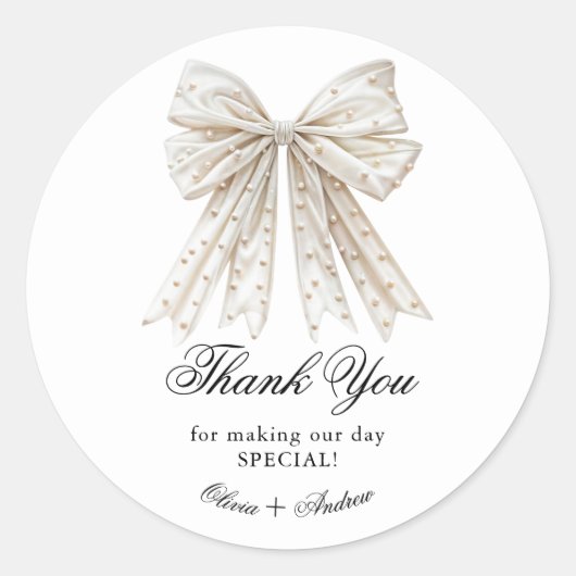 Elegant Pearls Bow Vrijgezellenfeest Ronde Sticker (Voorkant)