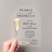 Elegant Pearls en Prosecco Vrijgezellenfeest Acryl Uitnodigingen (Insitu (Draagbaar))