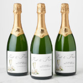 Elegant Pearls en Prosecco Vrijgezellenfeest Favor Sparkling Wijnetiket (Flessen)