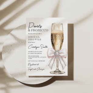 Elegant Pearls en Prosecco Vrijgezellenfeest Kaart