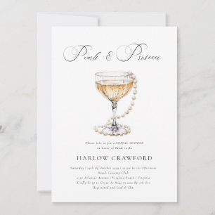Elegant Pearls en Prosecco Vrijgezellenfeest Kaart