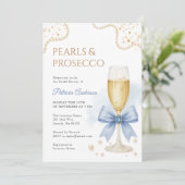 Elegant Pearls & Prosecco Bridal Shower Invitation (Debout devant)
