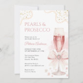 Elegant Pearls & Prosecco Bridal Shower Invitation (Devant)
