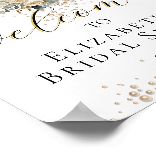 Elegant Pearls & Prosecco Script Affiche de bienve (Coin)
