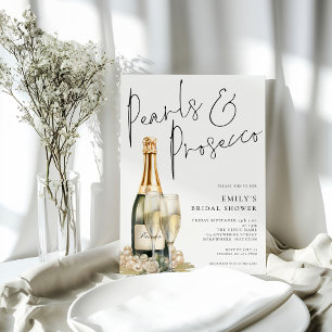 Elegant Pearls Prosecco Vrijgezellenfeest Kaart