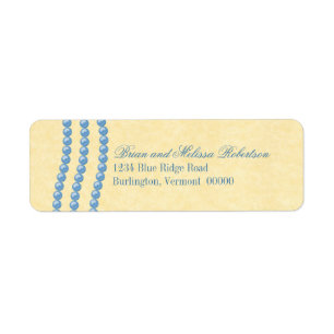 Elegant Pearls Return Address Labels, blauw Etiket