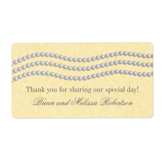 Elegant Pearls Wedding Labels, Ivory Etiket (Voorkant)