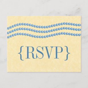 Elegant Pearls Wedding RSVP Briefkaart, Light Blue Uitnodiging Briefkaart
