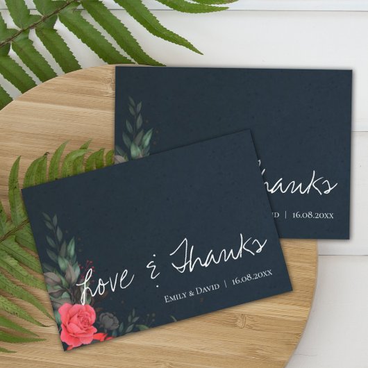 Elégant Pêche Orange Floral Amour & Merci Mariage